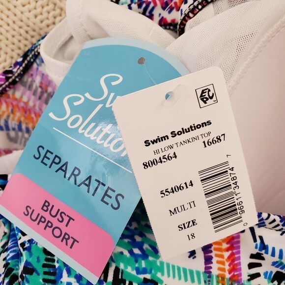 Colorful "Palmalicious" Hi Low Tankini Top size 18 - Picture 10 of 12